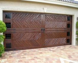 Dark Wood Chevron Pattern Custom Garage Door