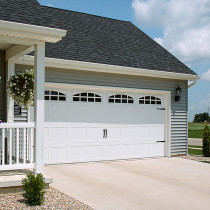 Grey Vinyl Siding Around Garage Door